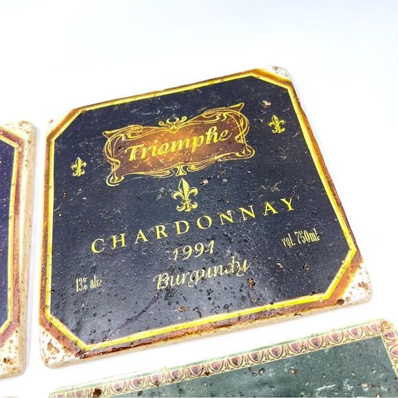 Four Decorative Square Wine Themed Rustic Wall Art Pieces Kitchen Room Decor - Picture 4 of 9